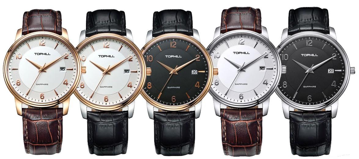 Genuine Leather Strap Japan Movement Quartz Men Wrist Watch-2
